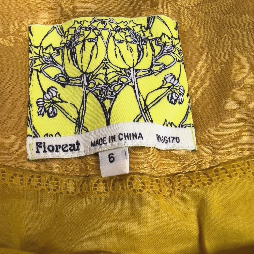 Anthropologie Floreat Catkins Dress Womens 6 Linen Silk Embroidered Jacquard - Picture 4 of 12
